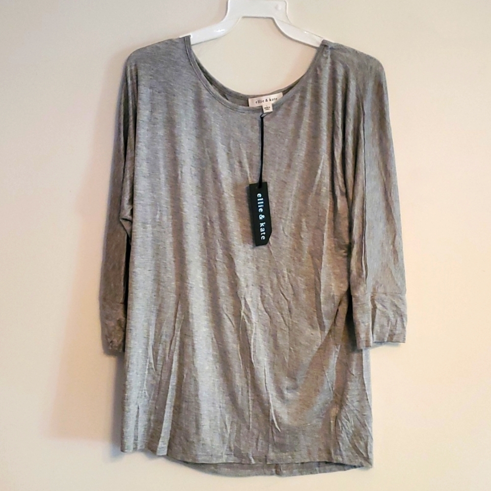 Ellie & Kate 3/4 Sleeve Top in Gray